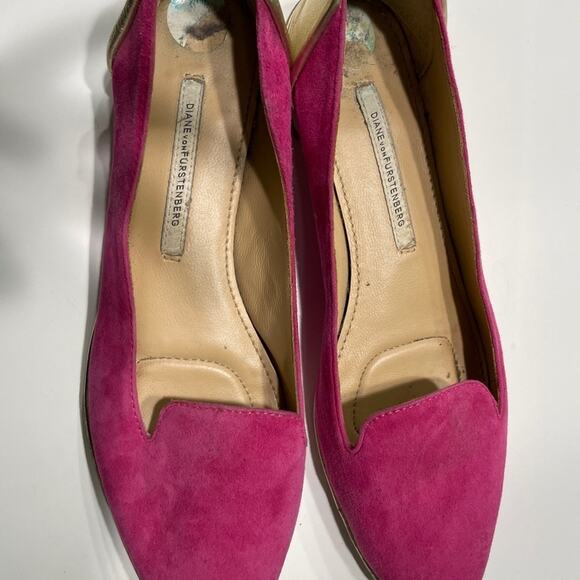 Diane Von Furstenberg suede flats pink with and Gold heel size 8 - Picture 6 of 6